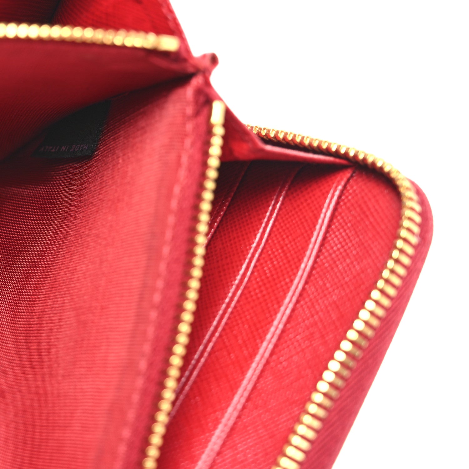 Prada Saffiano Fiocco Bow Zip Around Wallet Fuoco 7 of 12