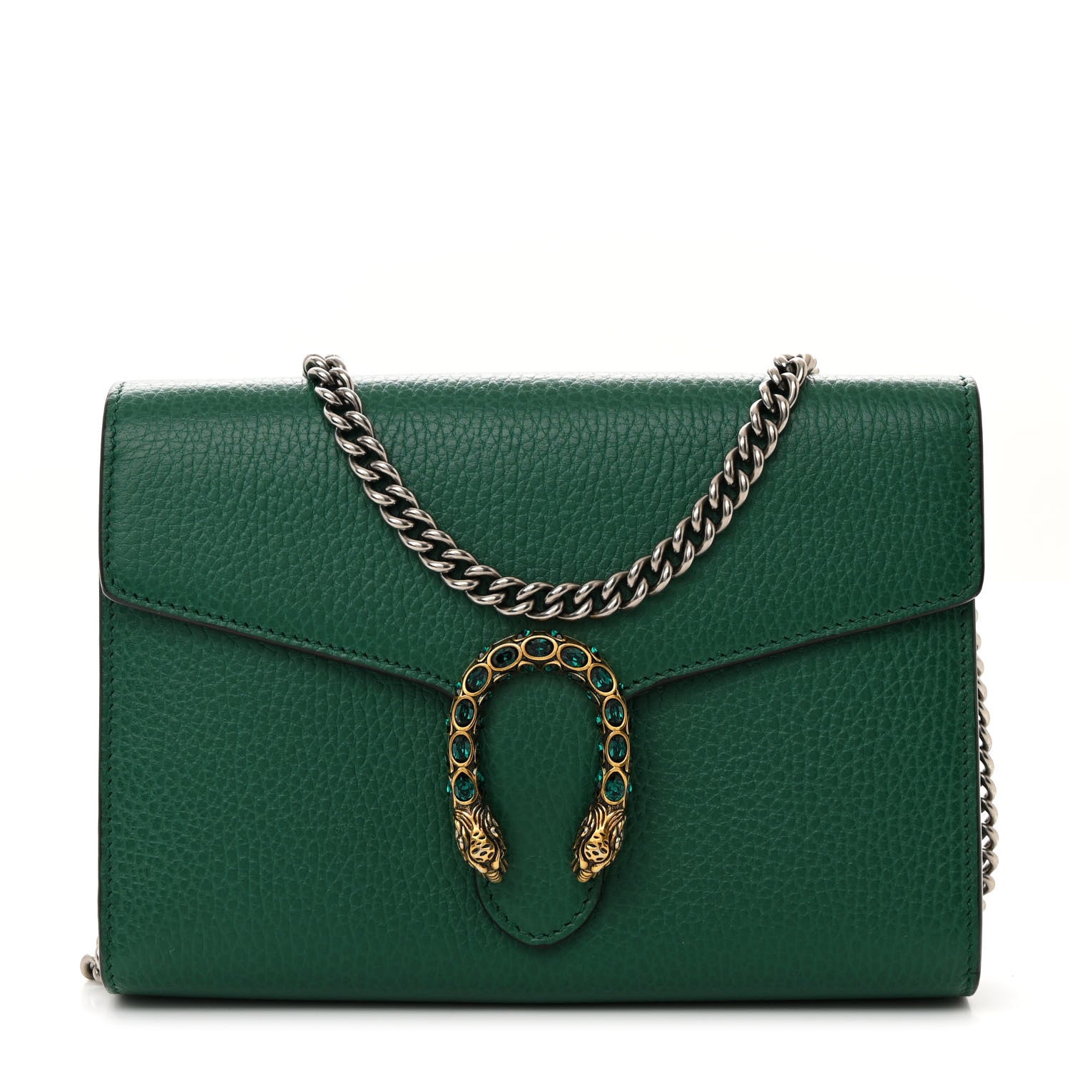 Gucci Calfskin Mini Dionysus Chain Wallet Emerald 1 of 12