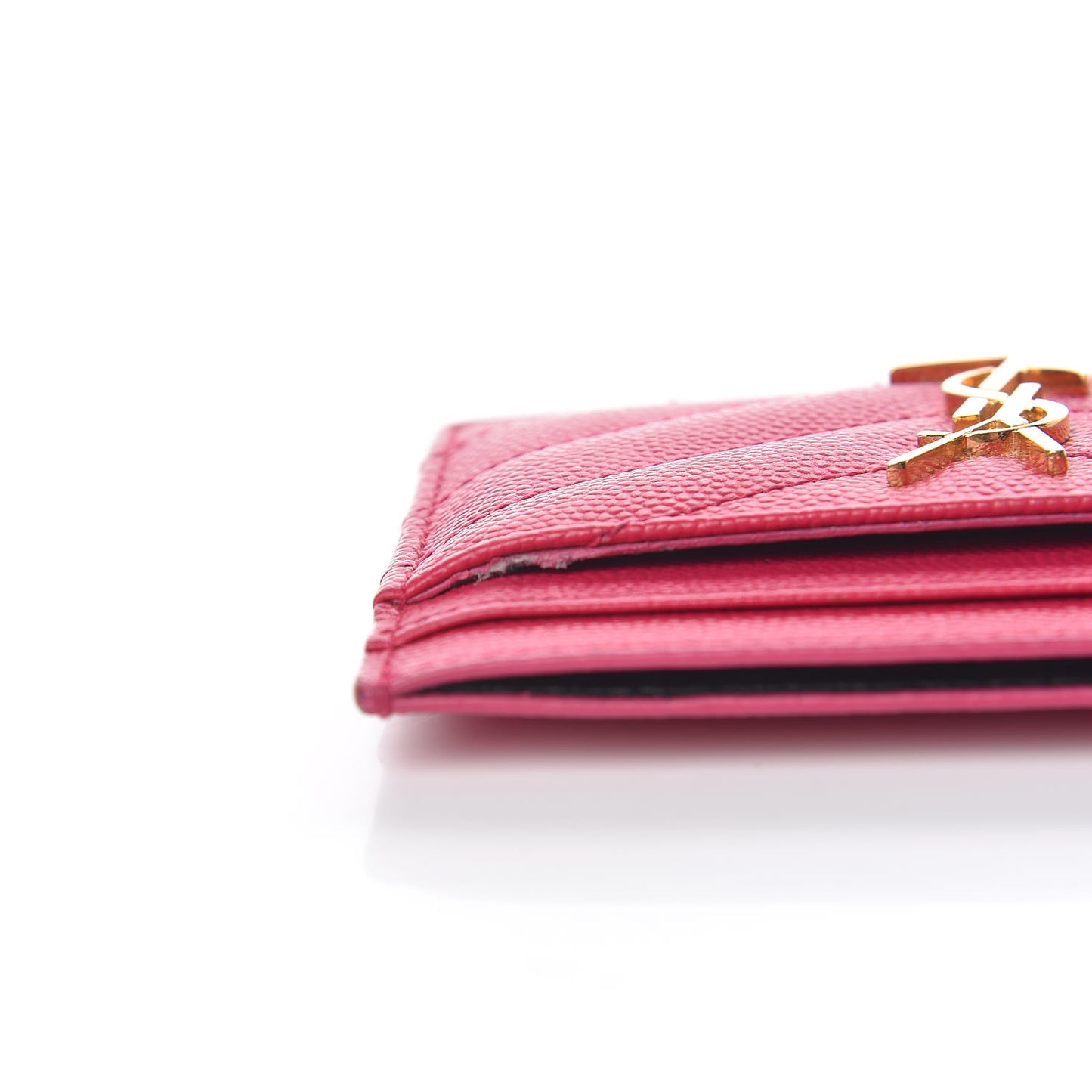 Grain De Poudre Matelasse Chevron Monogram Credit Card Case Fresh Fuxia