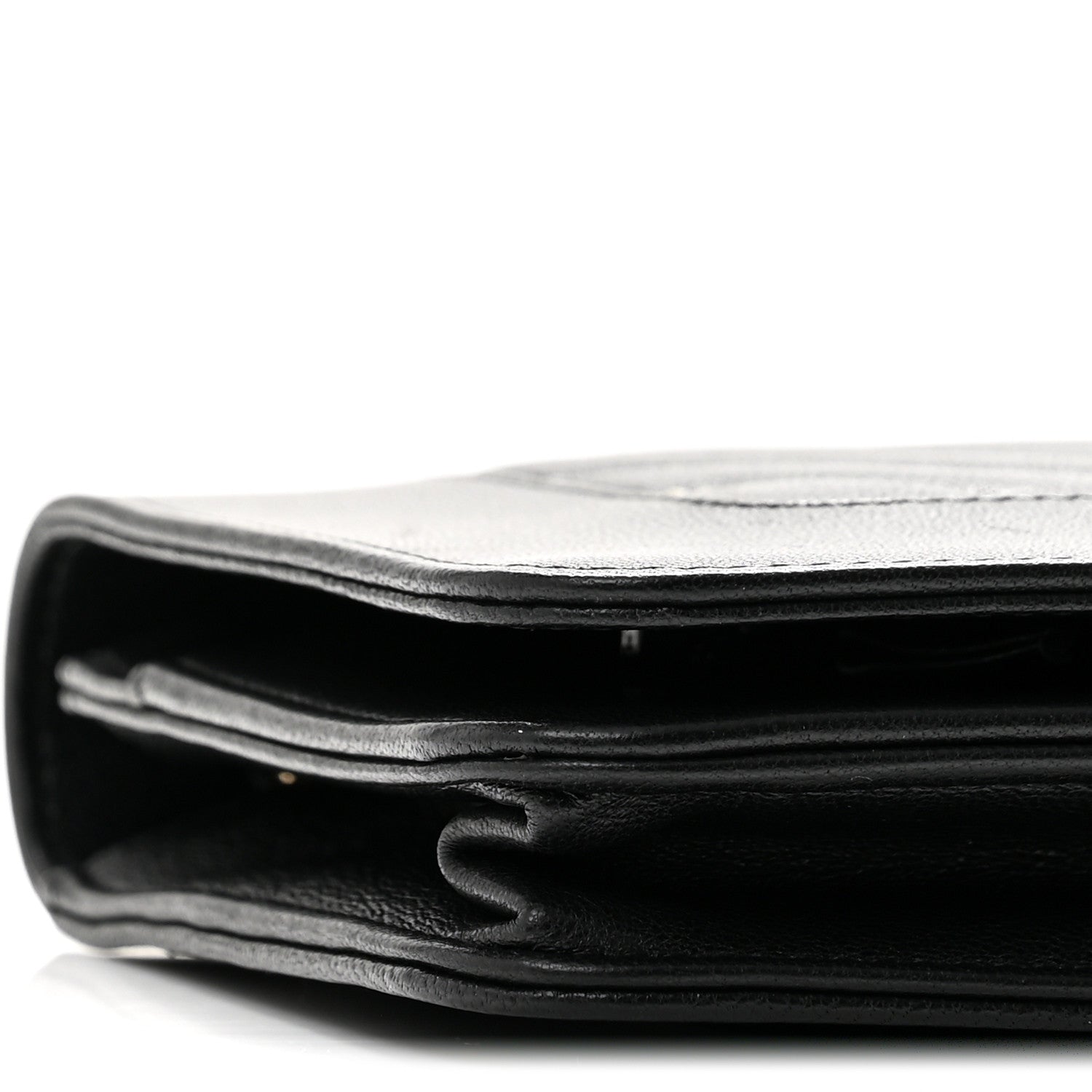 Chanel Caviar Sheepskin Chevron Quilted Vintage Mademoiselle Wallet On Chain WOC Black 10 of 14