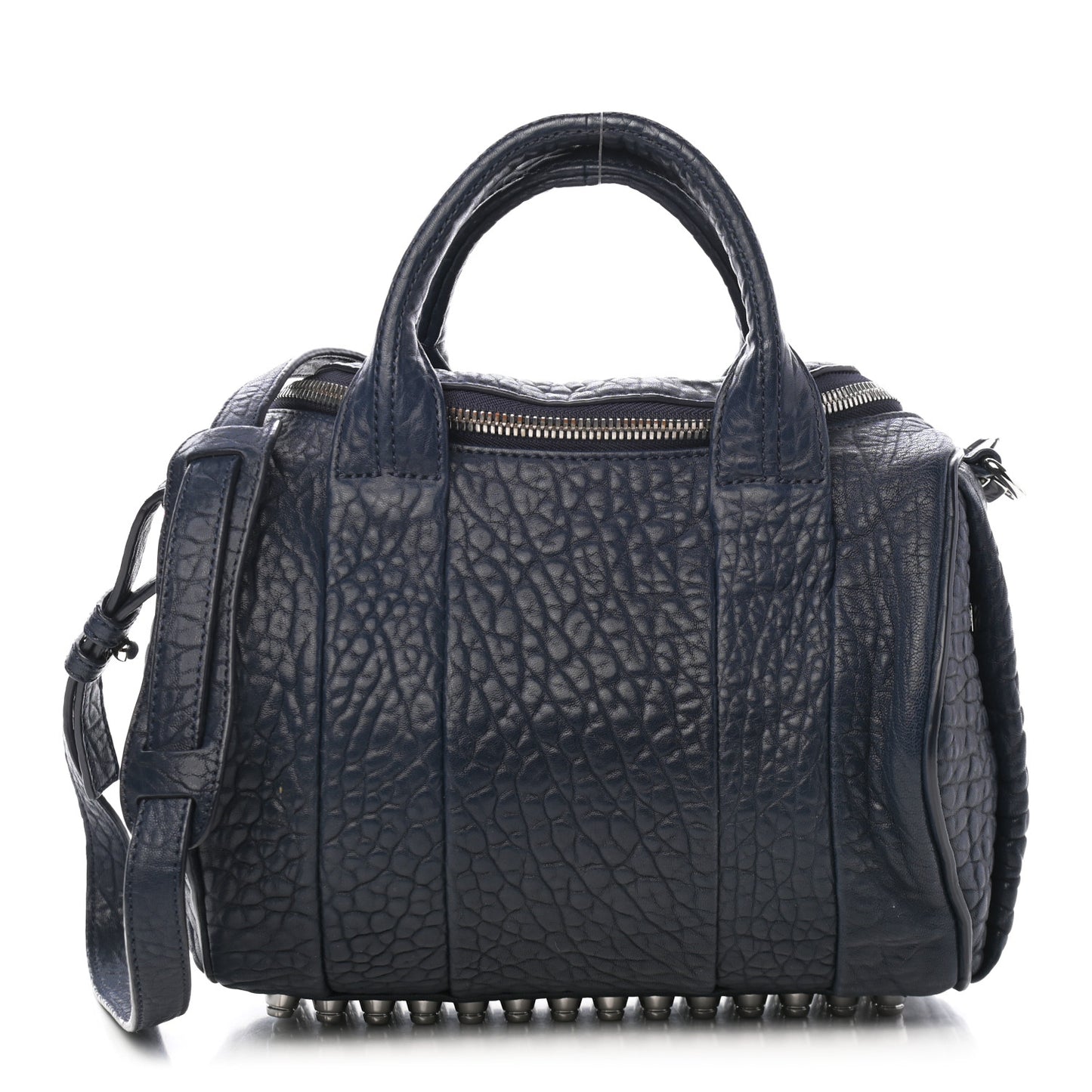 Pebbled Lambskin Rockie Navy Silver Hardware