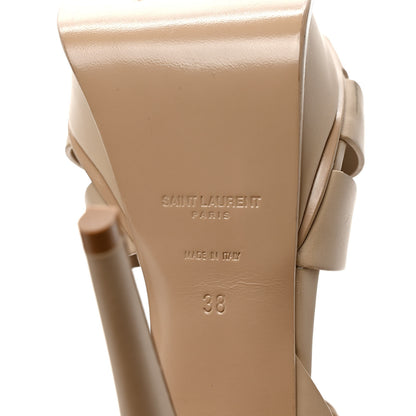 Saint Laurent Calfskin Tribute 105 Platform Sandals 38 38 Nude Powder 6 of 9