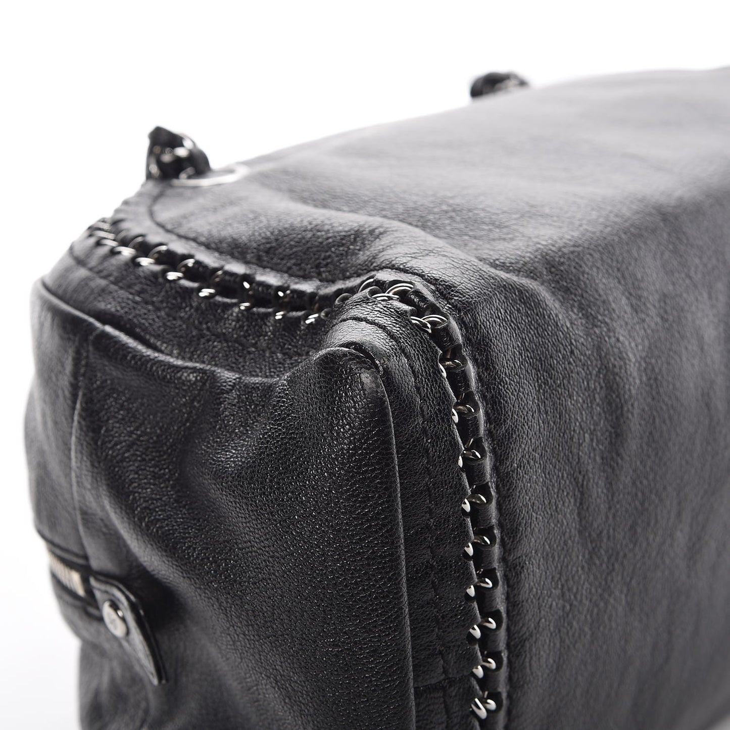 Metallic Goatskin Medium Luxe Ligne Bowler Black