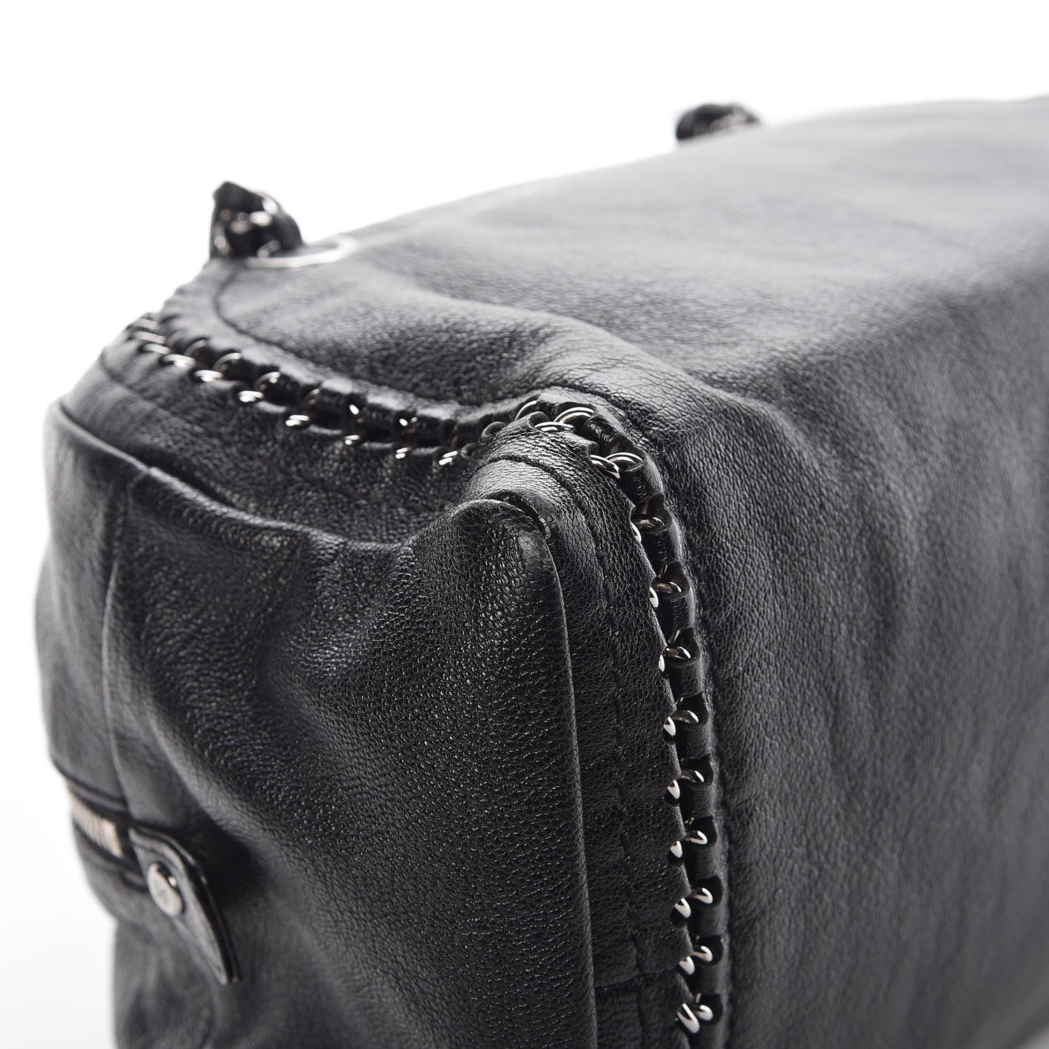 Chanel Metallic Goatskin Medium Luxe Ligne Bowler Black 12 of 12