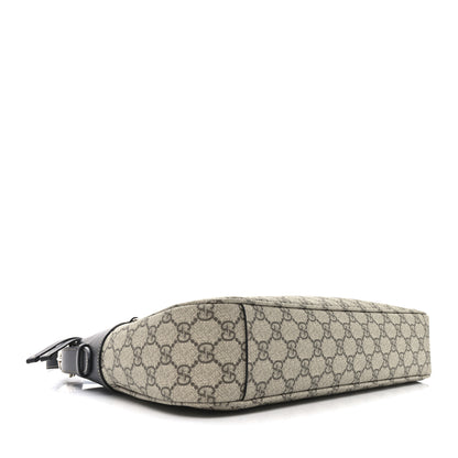 Gucci GG Supreme Monogram Emblem Medium Shoulder Bag Beige Ebony Black 4 of 9