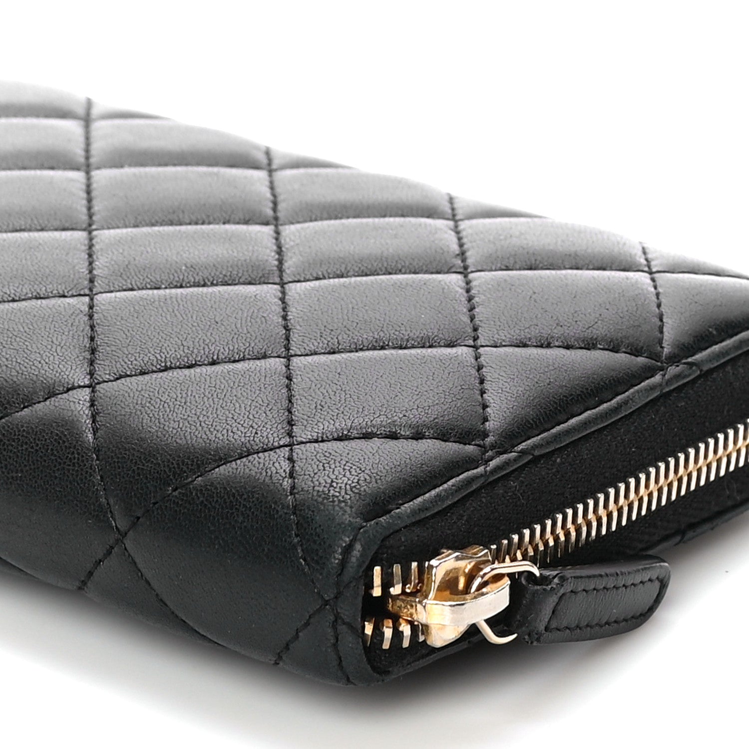 Chanel Lambskin Quilted Large Gusset Zip Around Wallet Black 13 of 14