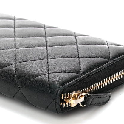 Chanel Lambskin Quilted Large Gusset Zip Around Wallet Black 13 of 14