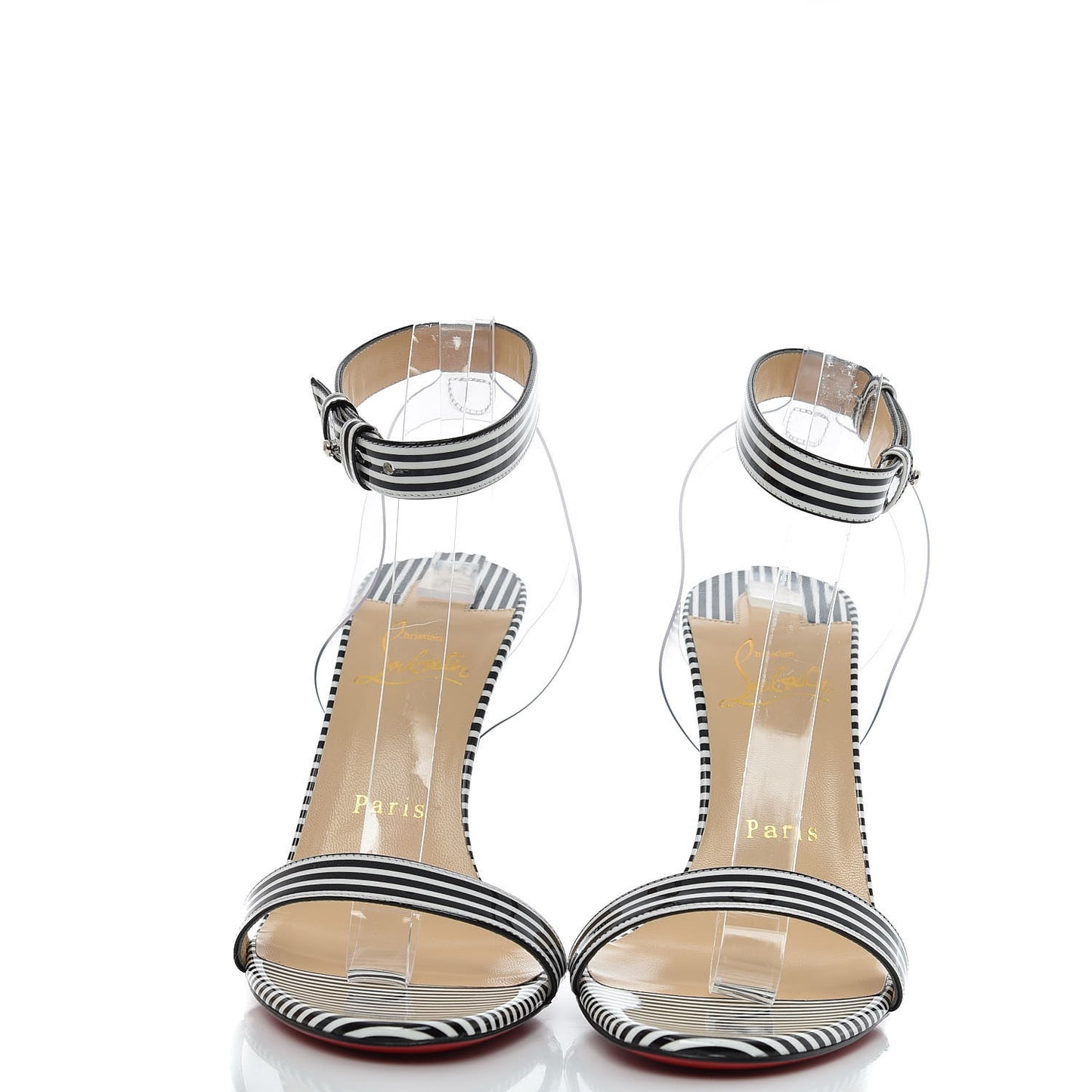 Patent PVC Striped Illusion Jonatina 100 Sandals 37.5 Black White