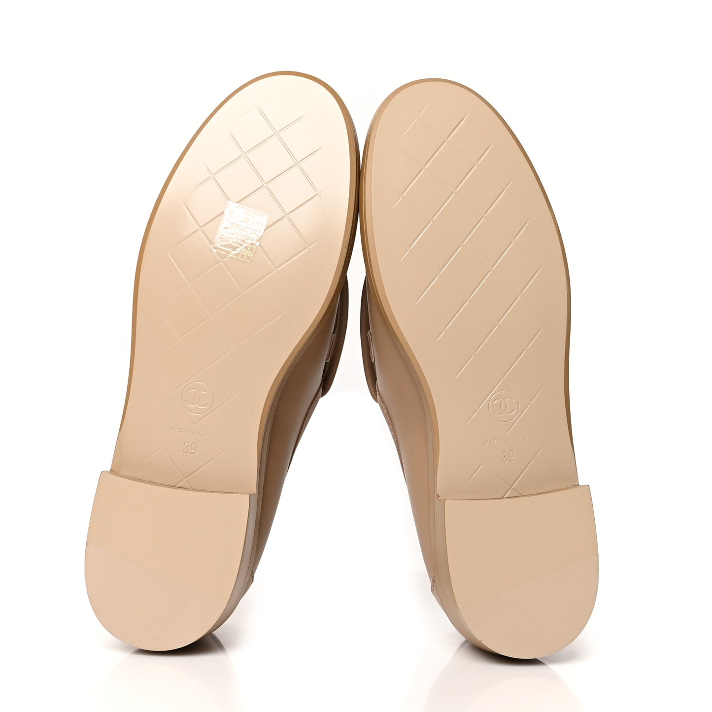 Lambskin Quilted CC Turnlock Loafers 39 Beige