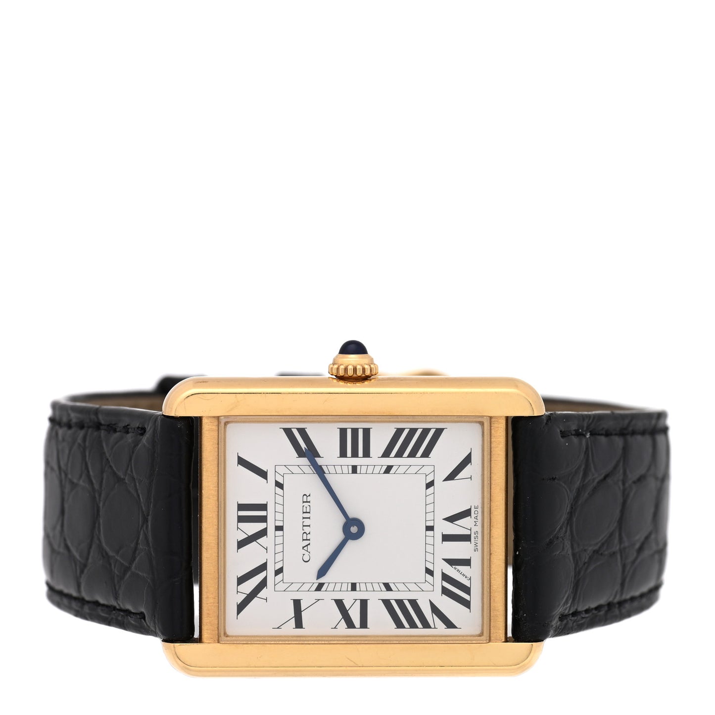 Stainless Steel 18K Yellow Gold Alligator 27mm Tank Solo Quartz Watch
