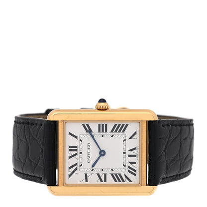 Cartier Stainless Steel 18K Yellow Gold Alligator 27mm Tank Solo Quartz Watch 2 of 5