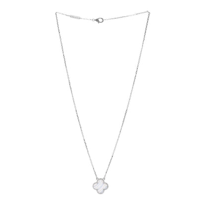 Van Cleef & Arpels 18K White Gold Chalcedony Vintage Alhambra Pendant Necklace 3 of 5