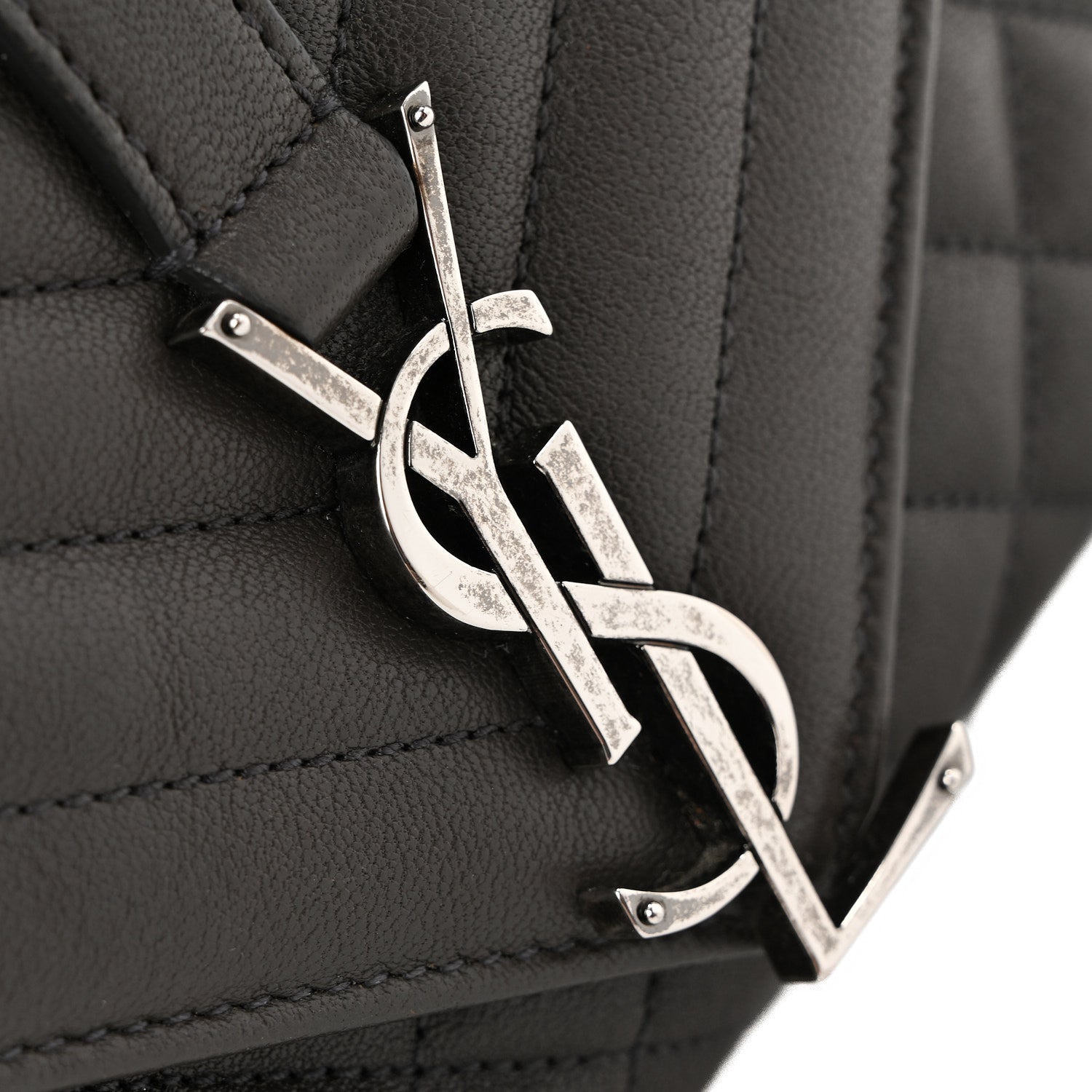 Saint Laurent Sheepskin Tri-Quilt Monogram Medium College Bag Coal 11 of 12