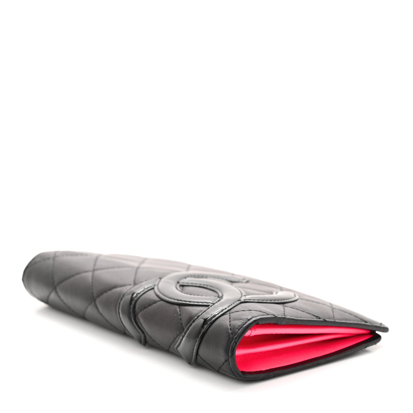 Calfskin Quilted Cambon Yen Wallet Black