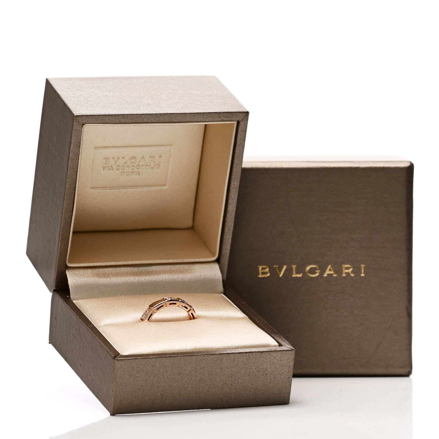 Bulgari 18K Rose Gold Diamond Serpenti Viper Ring 48 4.5 7 of 7