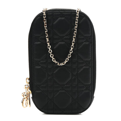 Christian Dior Lambskin Cannage Lady Dior Phone Holder Black 1 of 8