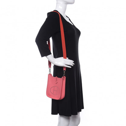 Hermes Taurillon Clemence Amazone Evelyne TPM Rose Azalee Rouge Pivoine 2 of 9