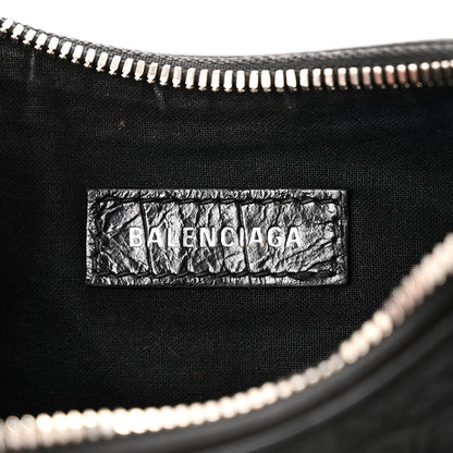 Balenciaga Extra Supple Calfskin Crystal Crocodile Embossed Le Cagole Shoulder Bag XS Black 7 of 11