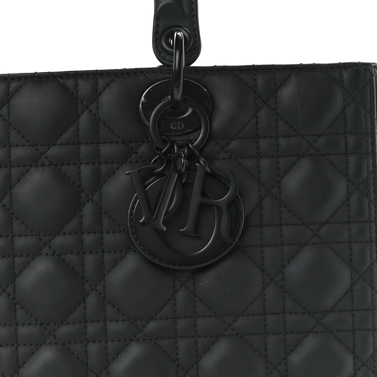 Ultra Matte Calfskin Cannage Large Lady Dior Black