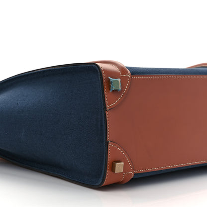 Celine Textile Smooth Calfskin Micro Luggage Navy Tan 8 of 9