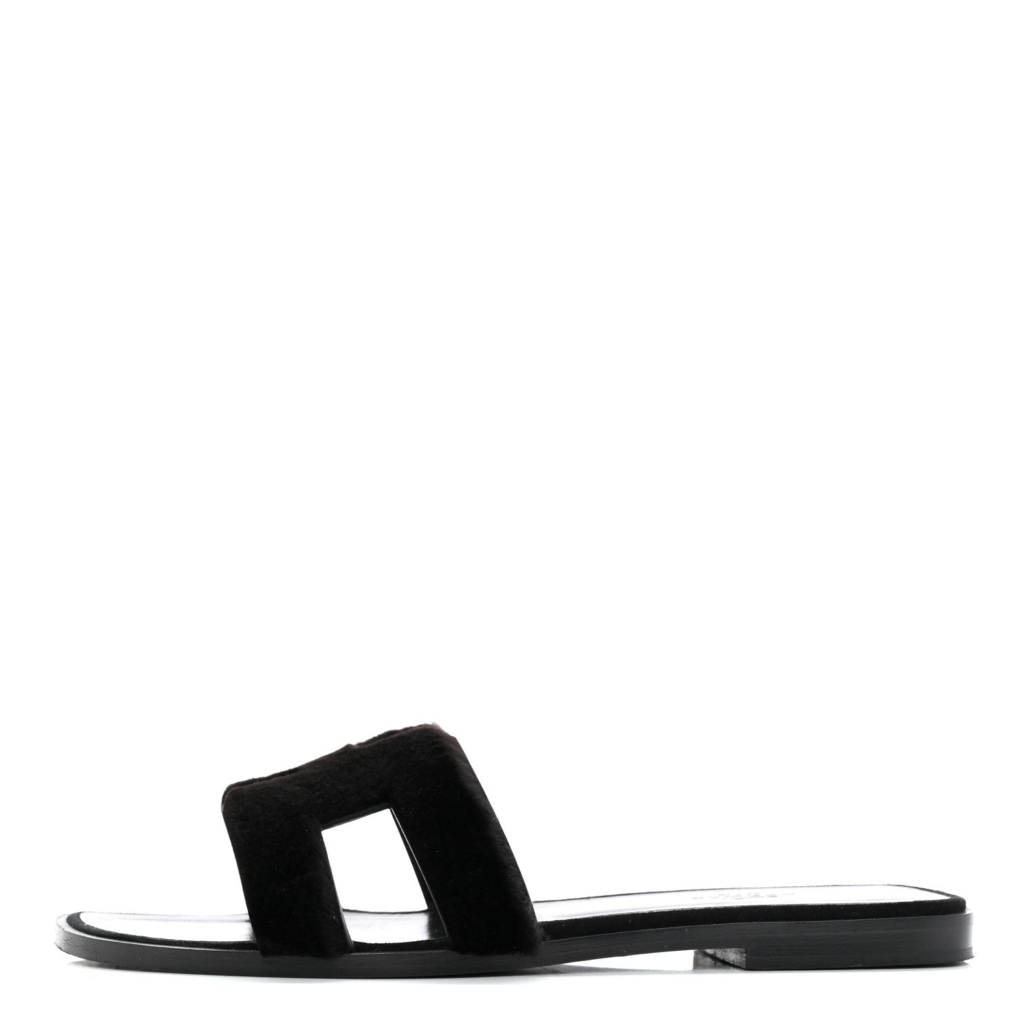 Hermes Mink Fur Oran Sandals 37 Black 1 of 14
