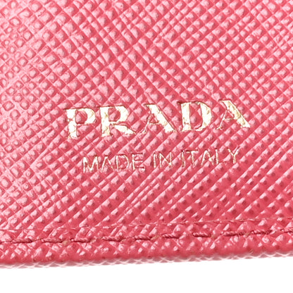 Prada Saffiano Metal Small Compact Wallet Peonia Begonia 7 of 8