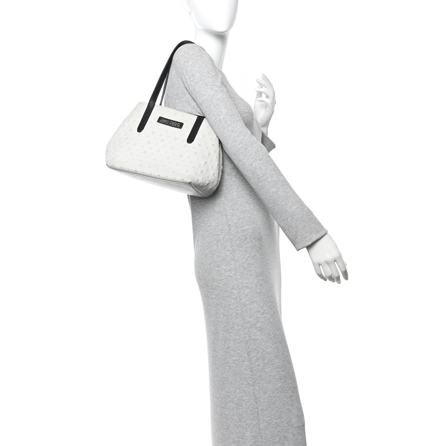 Grained Calfskin Embossed Star Small Sofia Tote Chalk