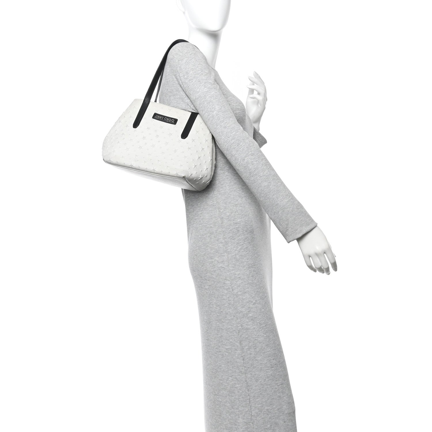 Jimmy Choo Grained Calfskin Embossed Star Small Sofia Tote Chalk 2 of 12