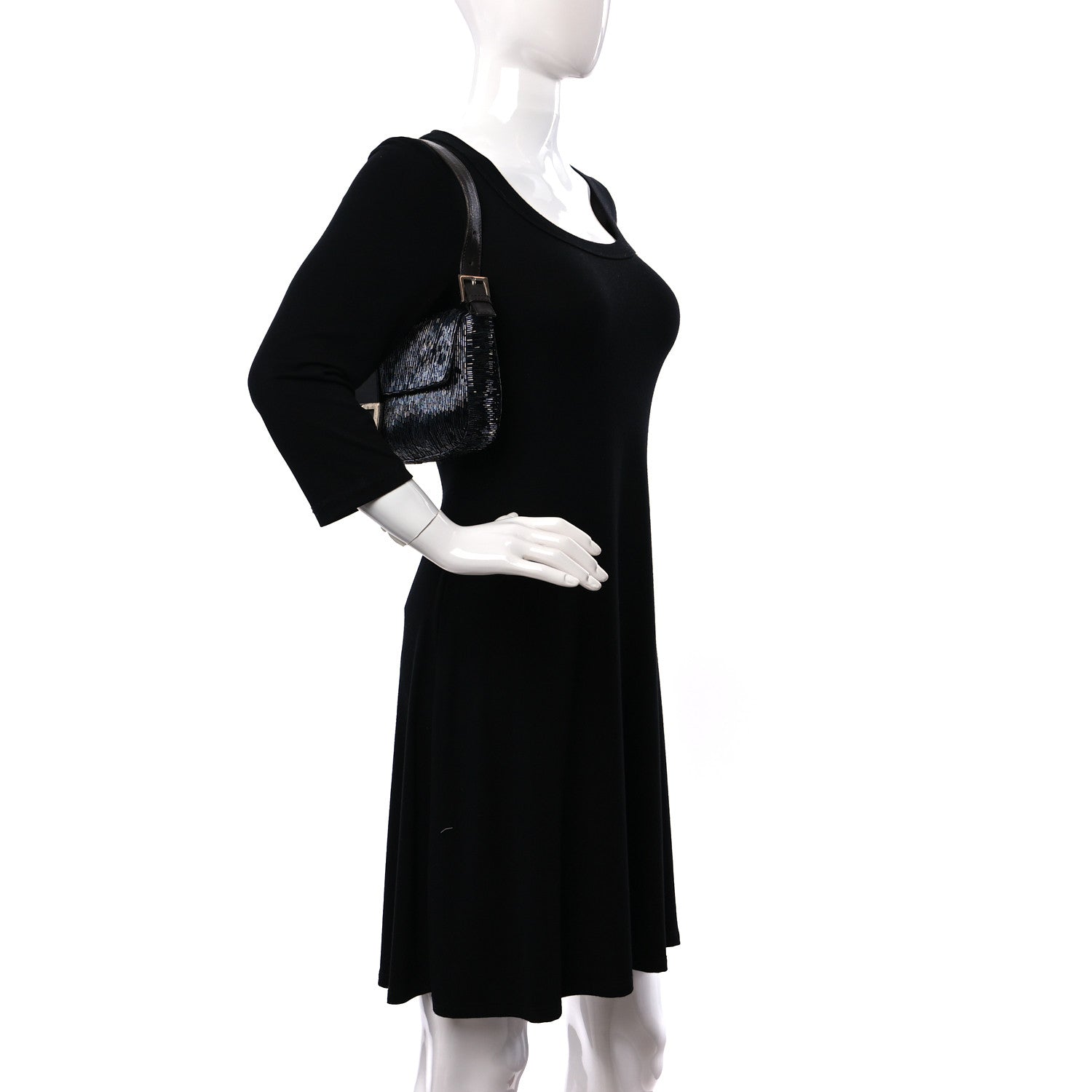 Fendi Satin Beaded Baguette Blue Black 2 of 15