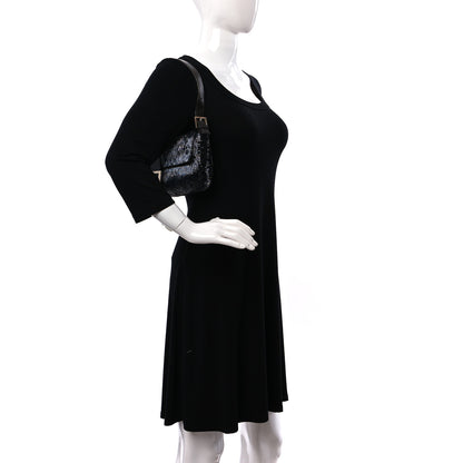 Fendi Satin Beaded Baguette Blue Black 2 of 15