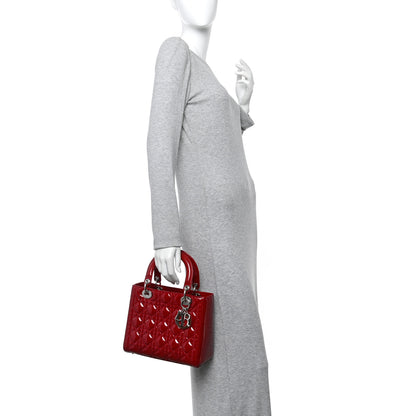 Christian Dior Patent Cannage Medium Lady Dior Burgundy Red 2 of 10