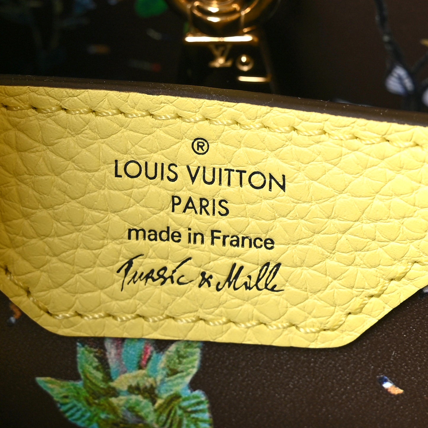 Taurillon Embroidered Tenderness Capucines MM Yellow Multicolor