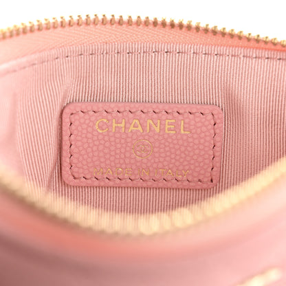 Chanel Flat Caviar Chevron Quilted Small Cosmetic Case Pink 6 of 8