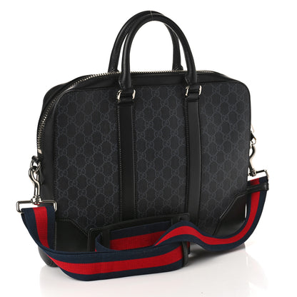 Gucci GG Supreme Monogram Appia Calfskin Web Briefcase Black 3 of 9