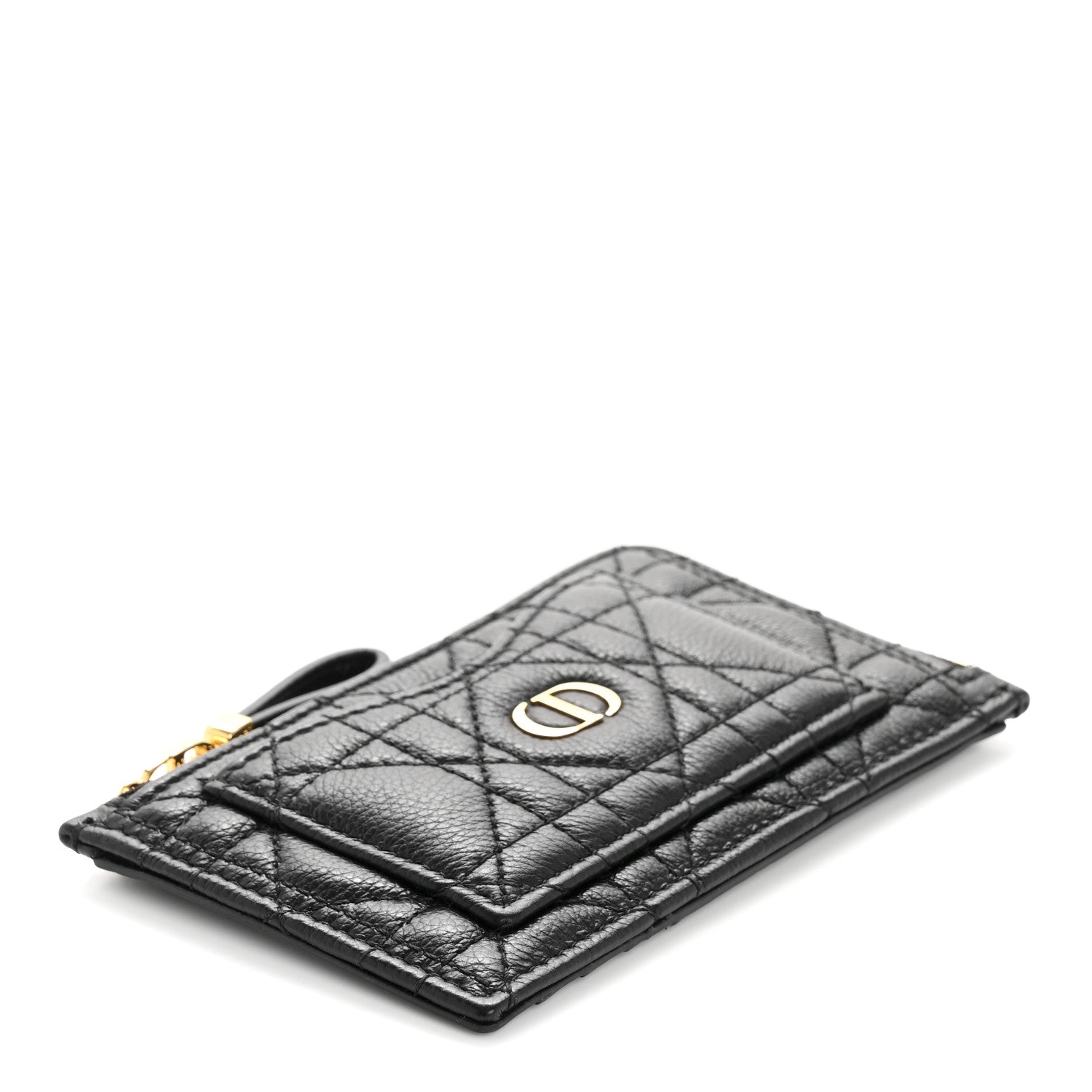 Christian Dior Supple Calfskin Cannage Caro Cosmos Zipped Card Holder Black 8 of 18
