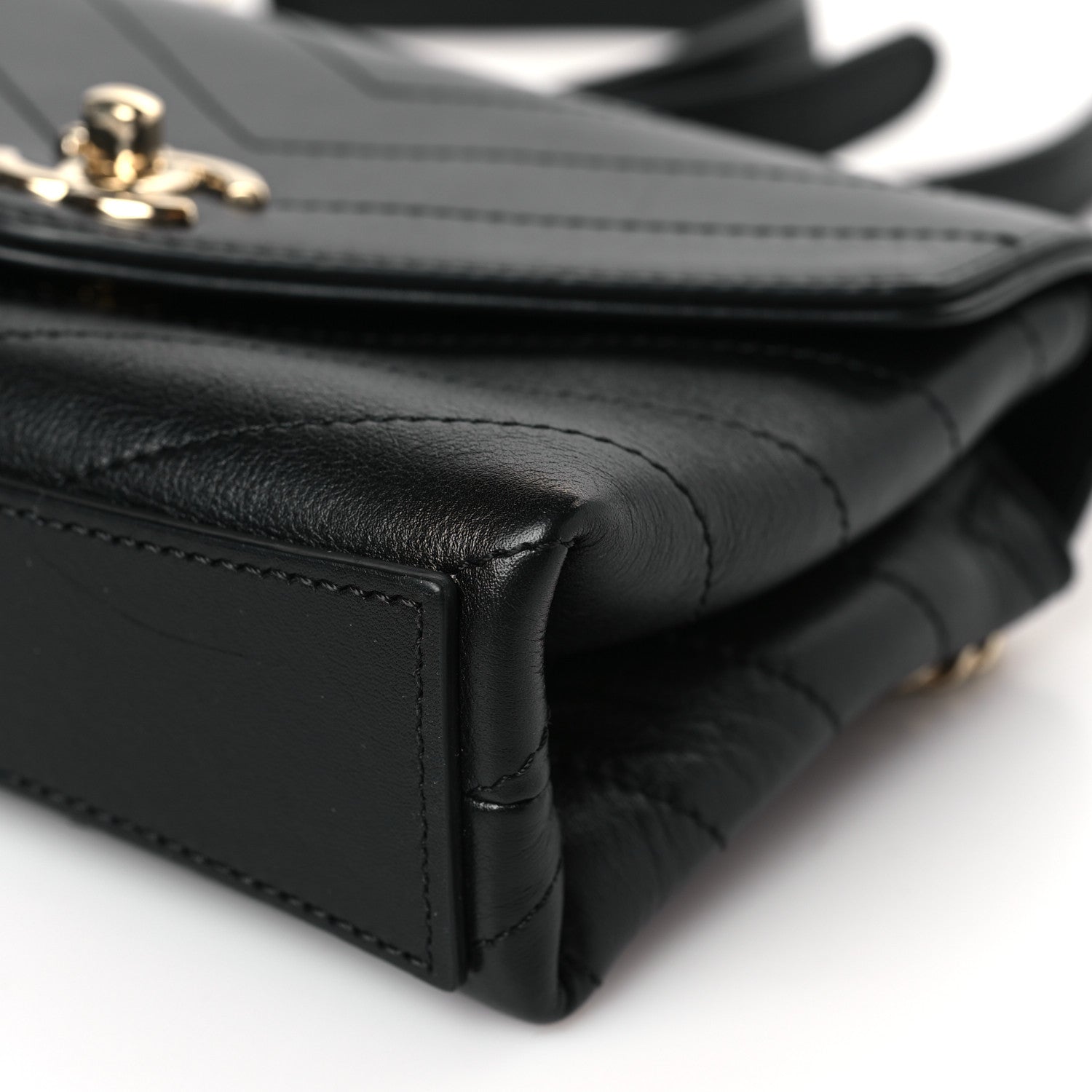 Chanel Calfskin Chevron Stitched Coco Waist Bag Black 9 of 9