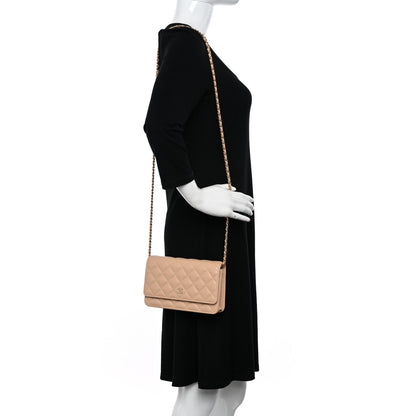 Chanel Caviar Quilted Wallet On Chain WOC Beige 2 of 12