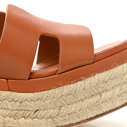 Hermes Goatskin Elda Espadrille Wedge Sandals 38 Marron Glaise 10 of 12