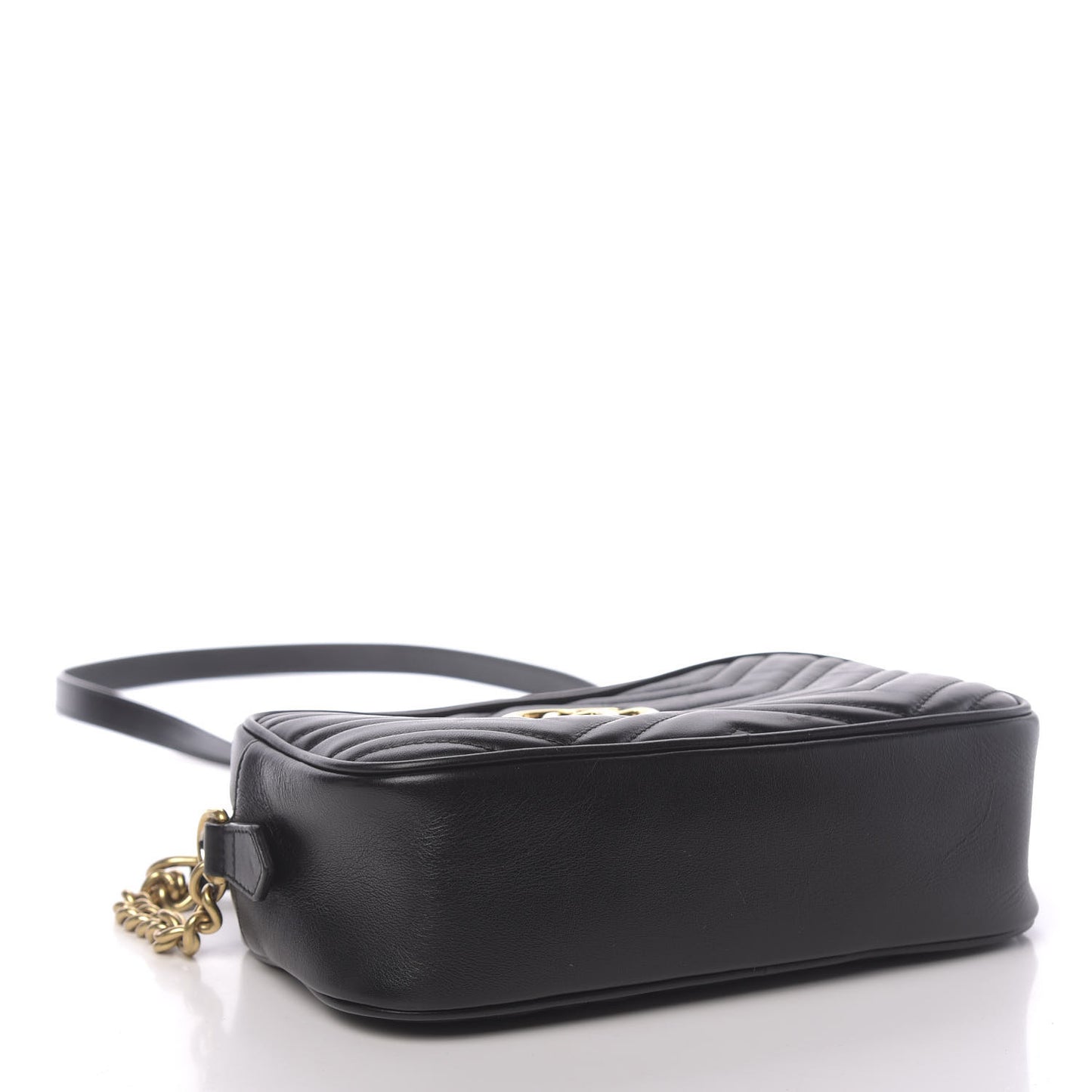 Calfskin Matelasse Small GG Marmont Chain Shoulder Bag Black