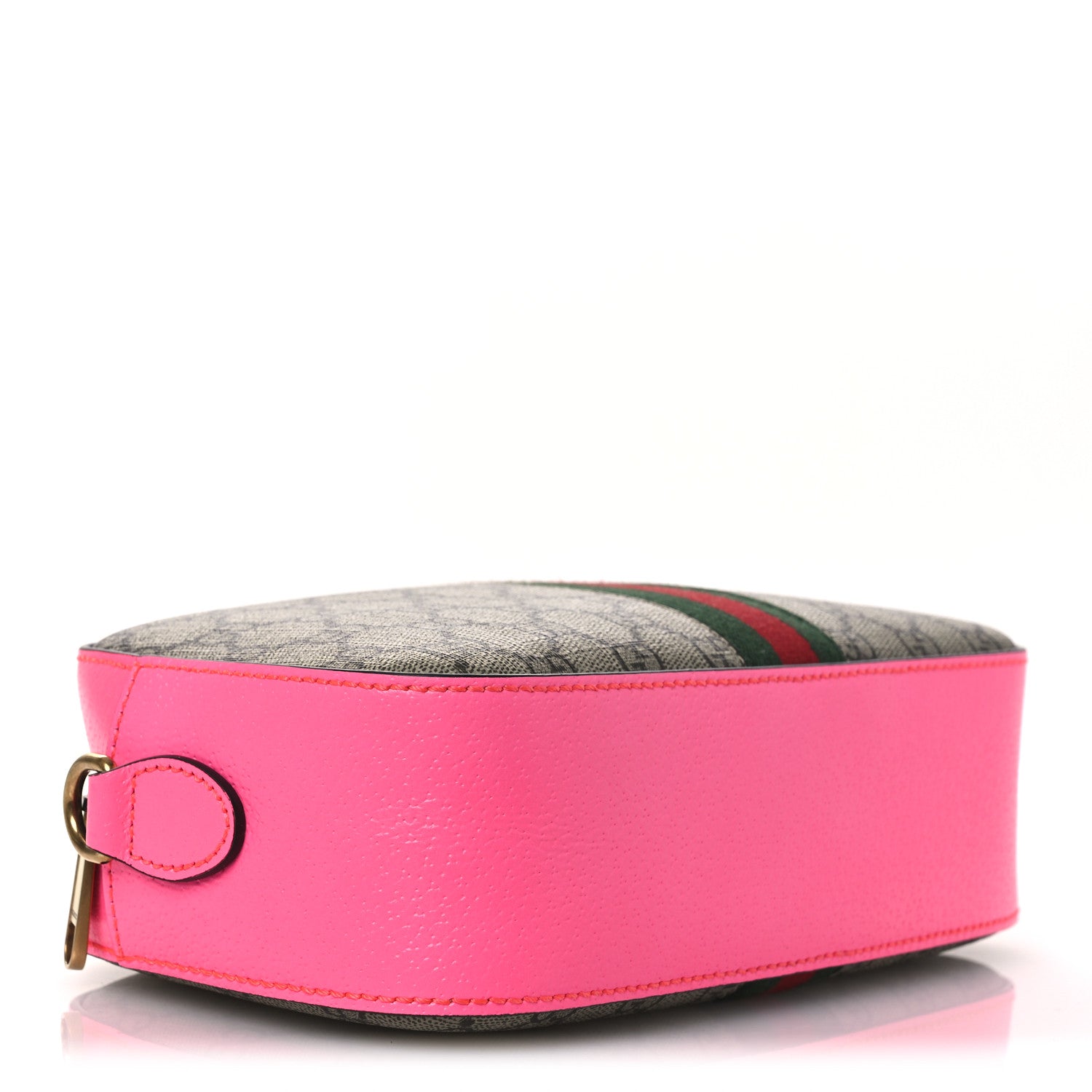 Gucci GG Supreme Monogram Textured Dollar Calfskin Web Ophidia Small Crossbody Bag Beige Ebony Fuchsia 9 of 10