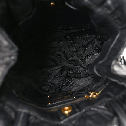 Prada Nappa Antique Drawstring Tote Black 5 of 9