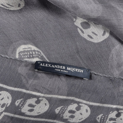 Alexander McQueen Silk Chiffon Skull Scarf Grey 4 of 4