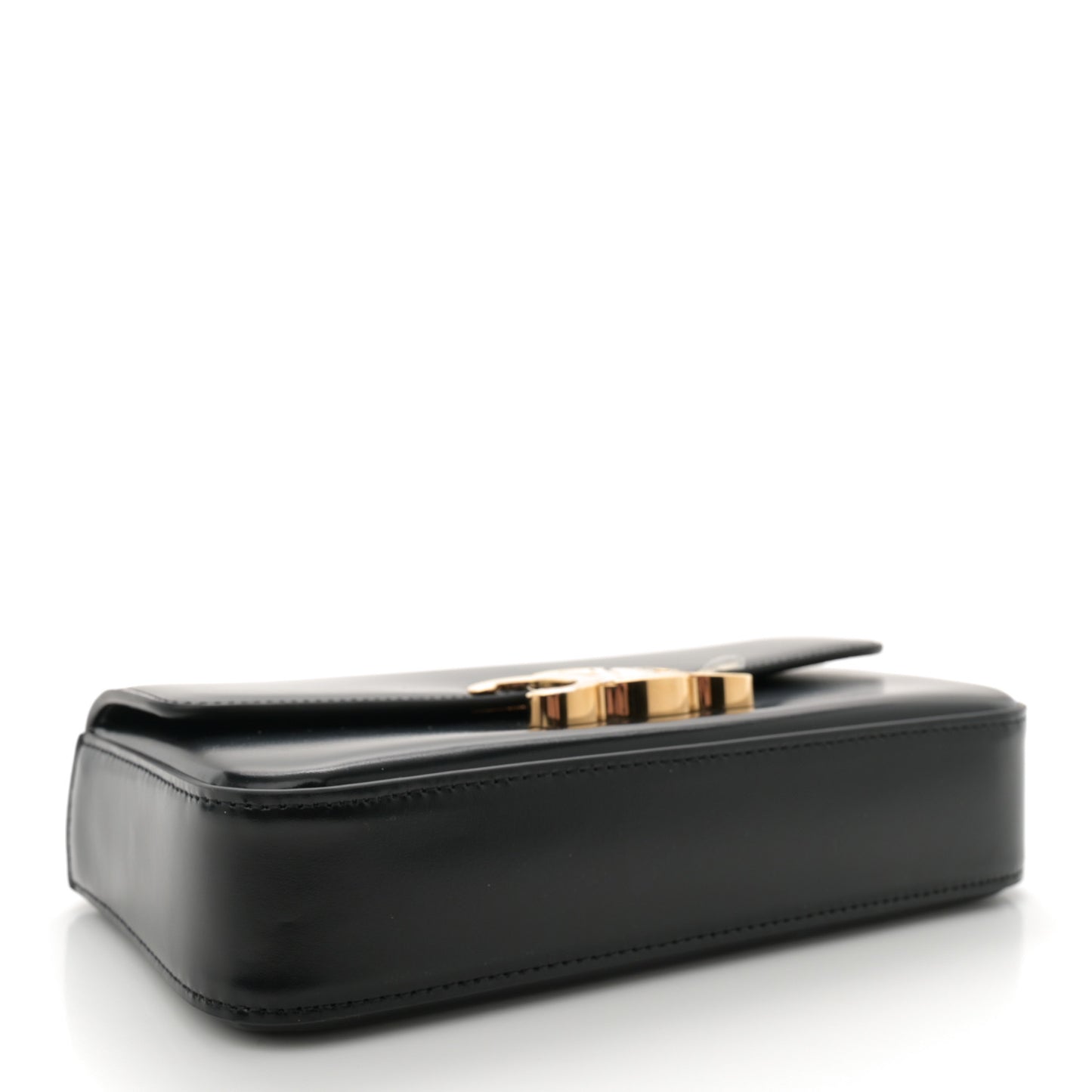 Shiny Calfskin Triomphe Chain Shoulder Bag Black