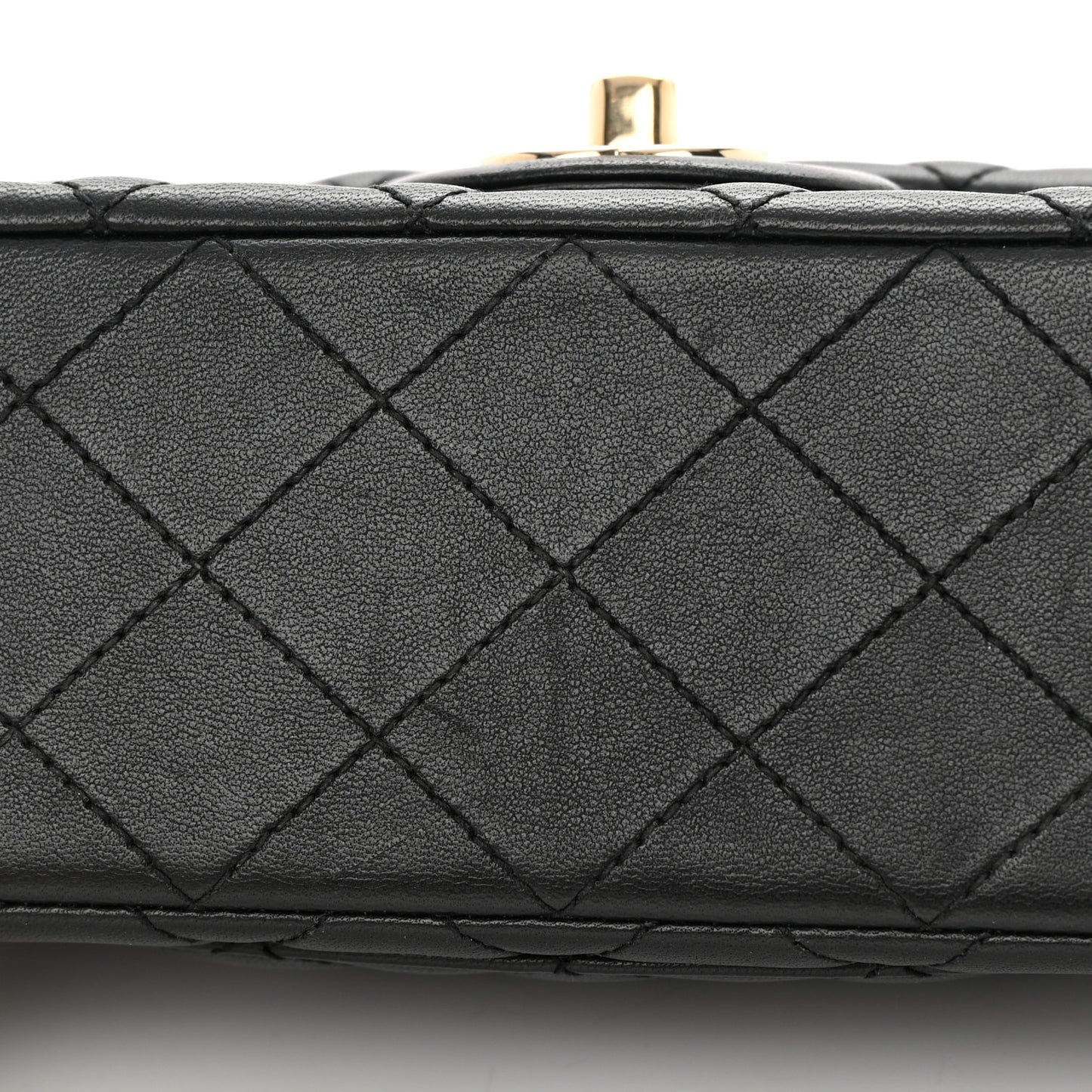 Lambskin Quilted Mini Rectangular Flap Black