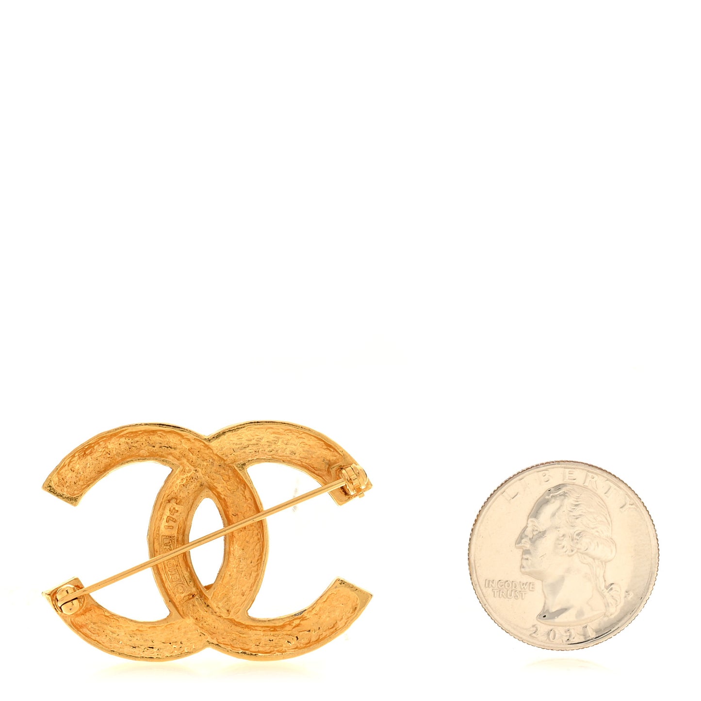 Crystal CC Brooch Gold