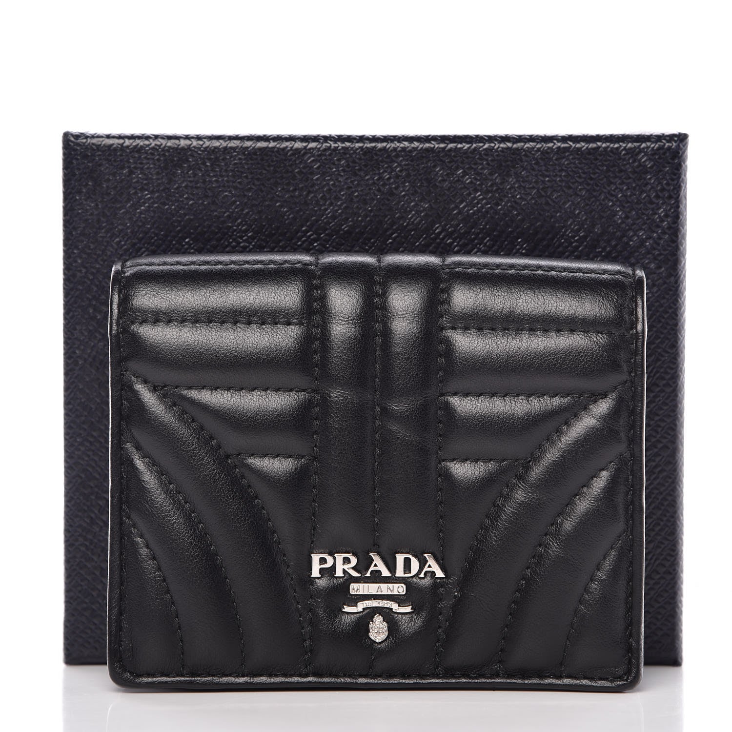 Prada Soft Calfskin Impunture Diagramme Wallet Black 10 of 10