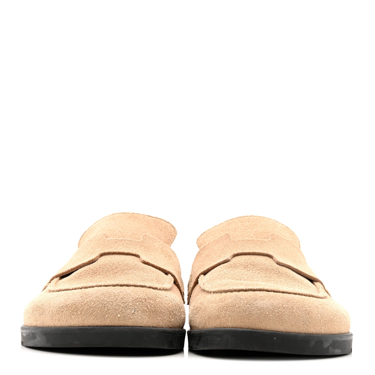 Hermes Suede Calfskin Womens Go Mules 37 Beige Argile 3 of 12