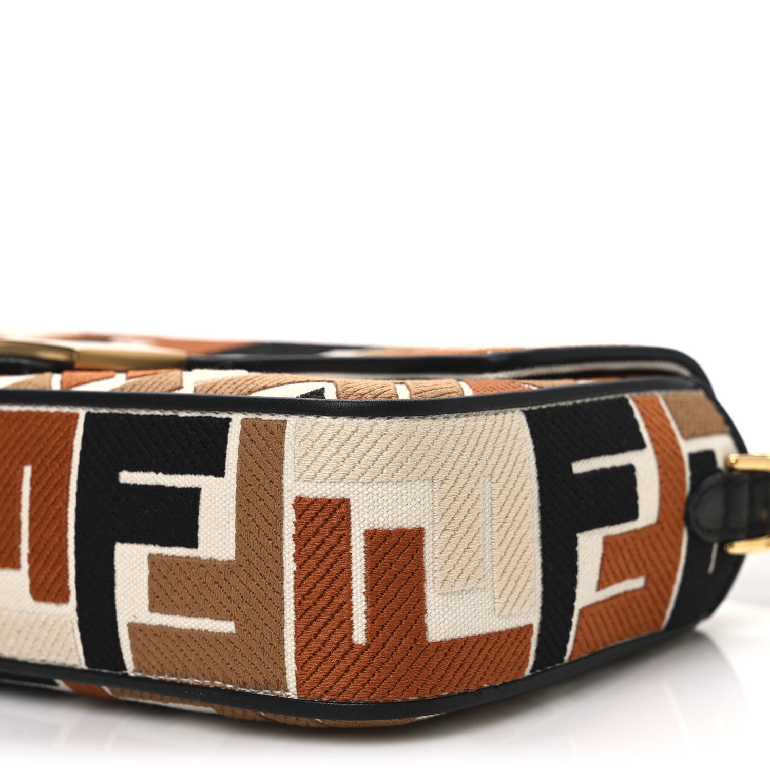 Fendi Canvas Vitello Seta FF Multicolor Embroidered Baguette