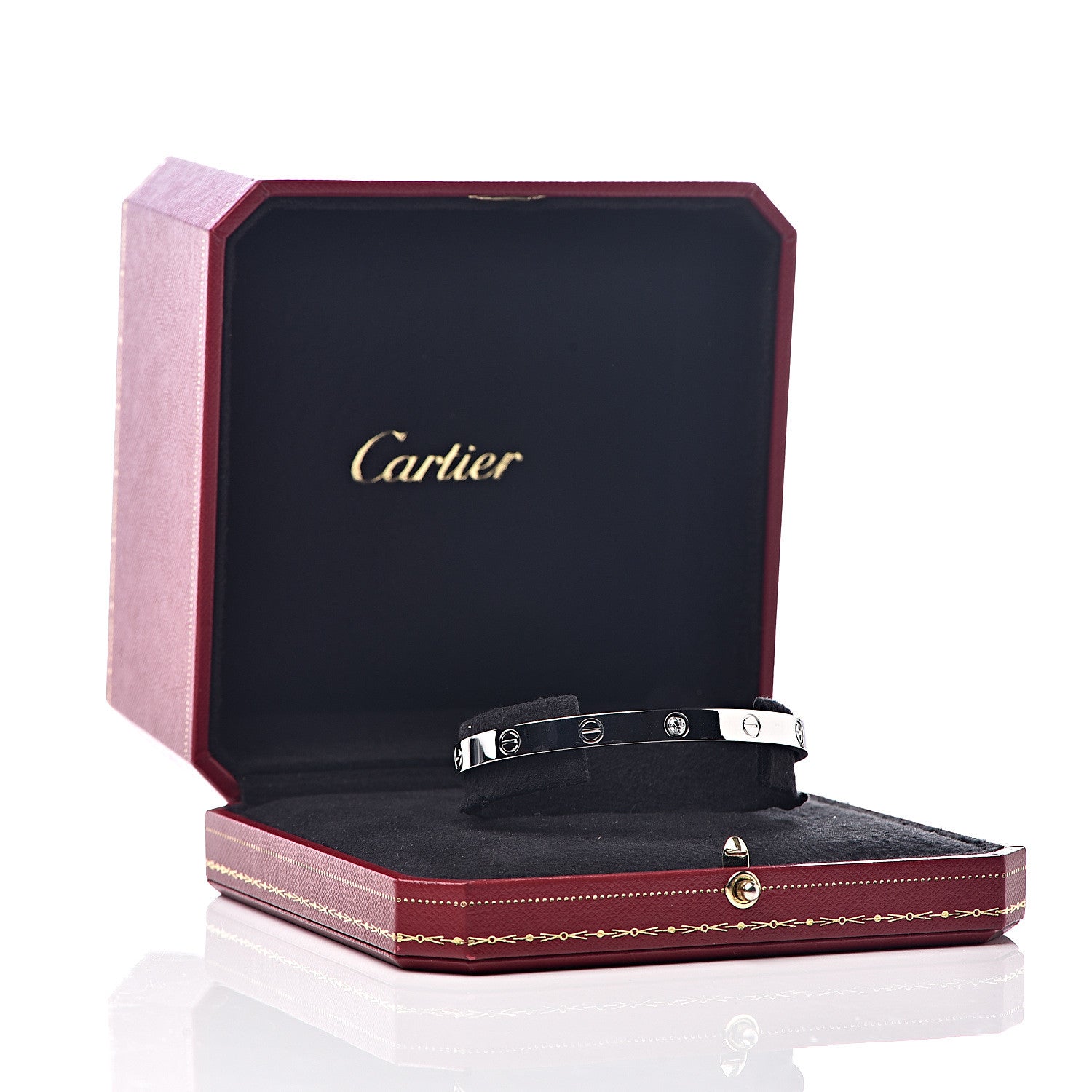 Cartier 18K White Gold 1 Diamond LOVE Cuff Bracelet 19 5 of 5