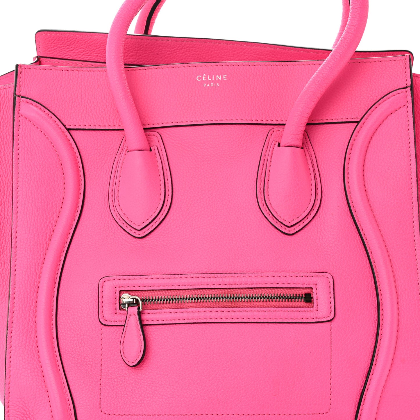 Drummed Calfskin Mini Luggage Fluo Pink